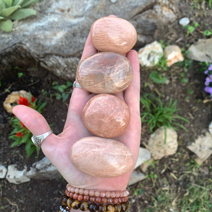 Peach Moonstone Palm Stone-PS6-2