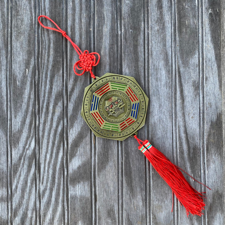 Feng Shui Hanging Bagua Mirror and Fu Dog