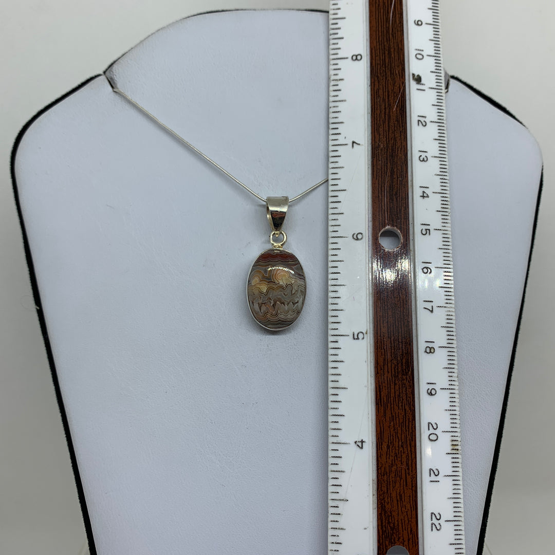 Crazy Lace Agate Pendant SS P9