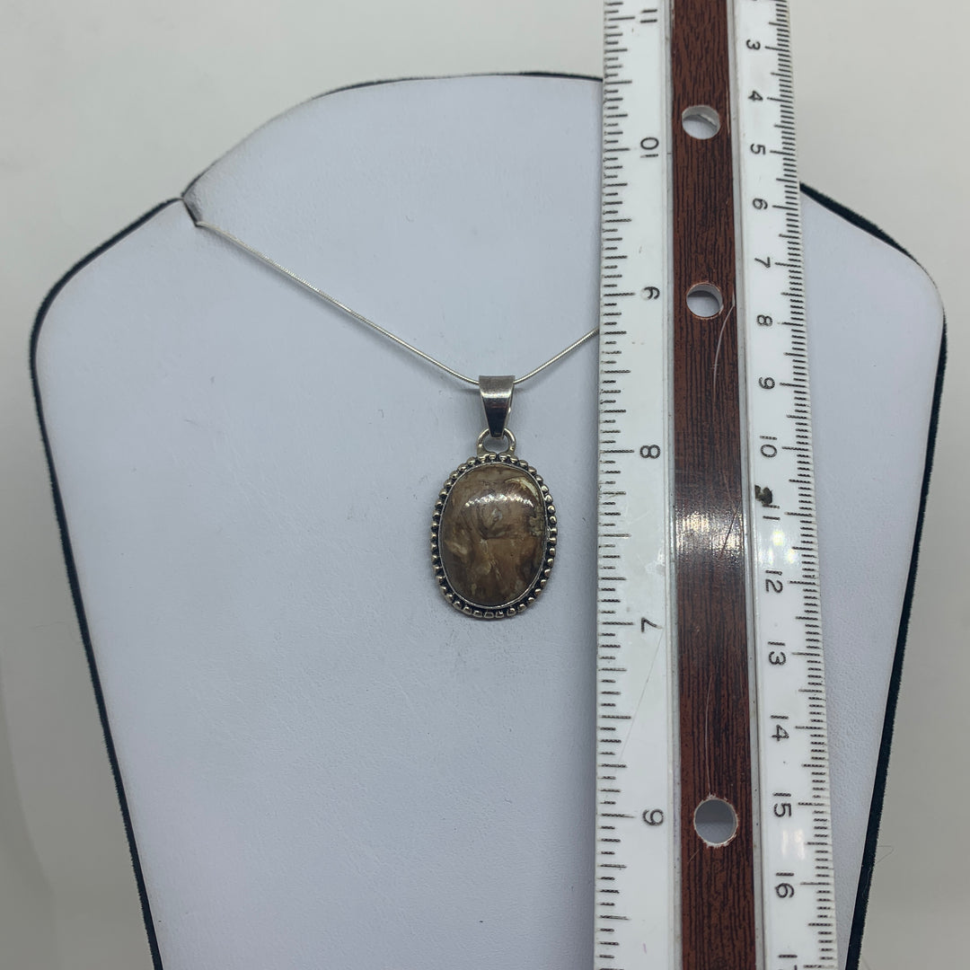 Petrified Wood Pendant SS P9