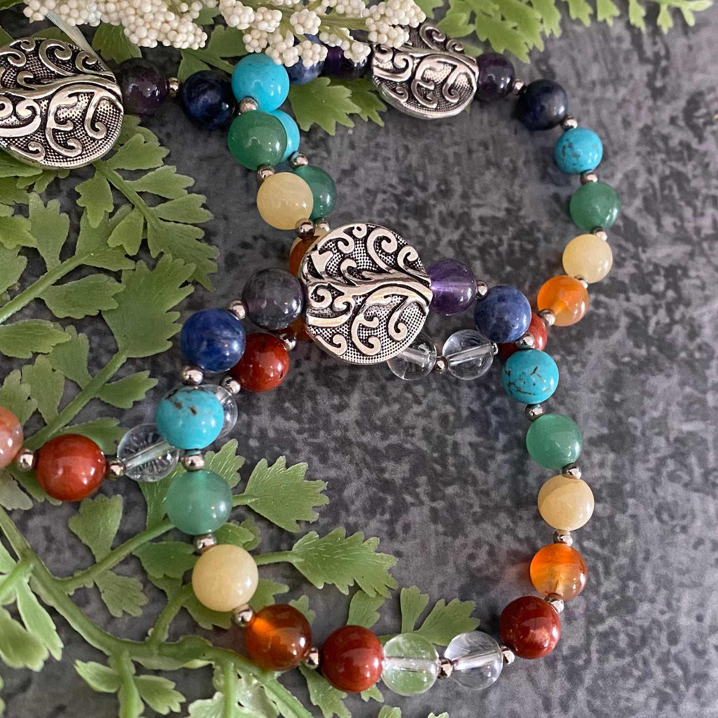 Chakra Gemstones with Tree Bracelet