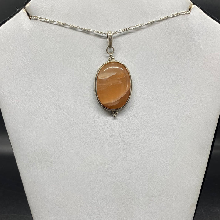 Orange Jade SS Pendant-TM1603