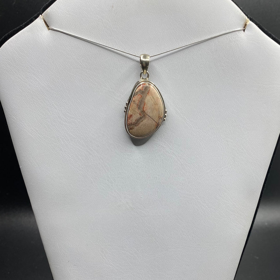 Porcelain Jasper Oval SS Pendant-TM132