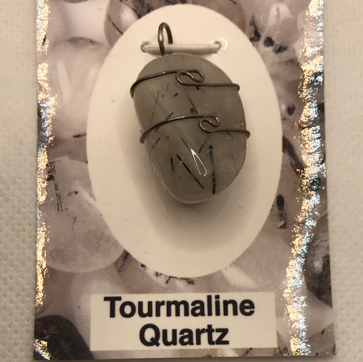 Quartz- Tourmaline Wrapped Pendant