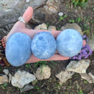 Blue Calcite Palm Stone-PS4-1