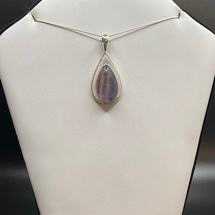 Fluorite Teardrop SS Pendant-TM170