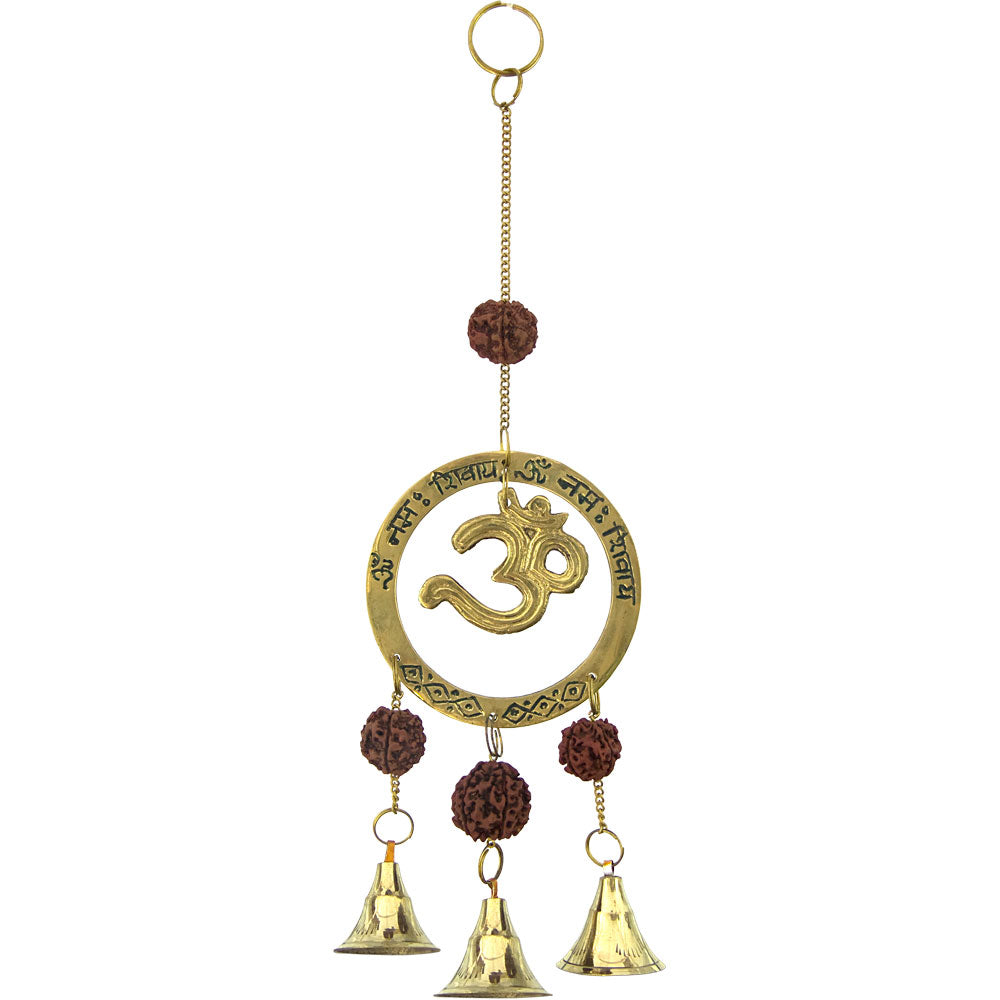 Brass Bell Chime Om with Rudraksha