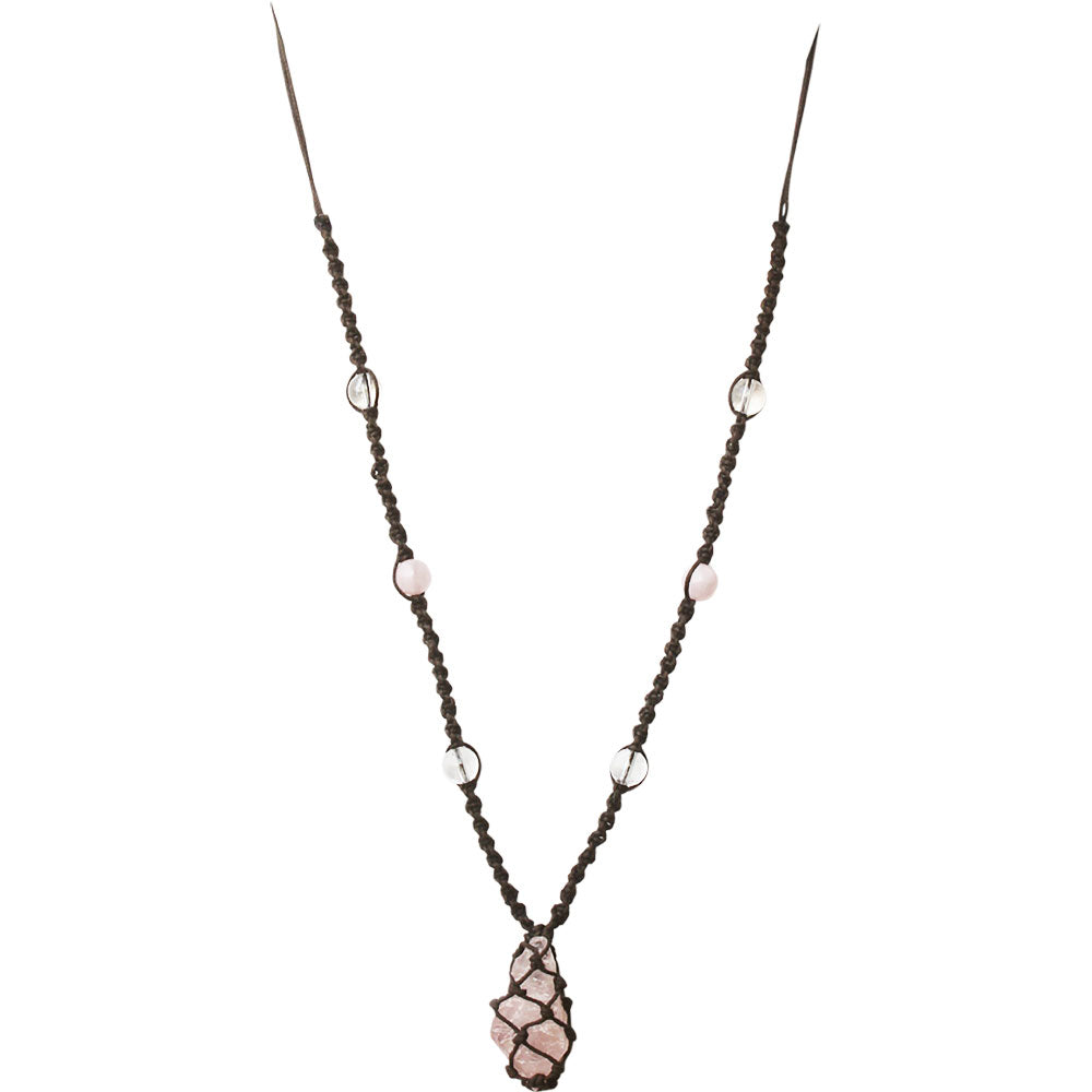 Rose Quartz Point Wrapped Necklace