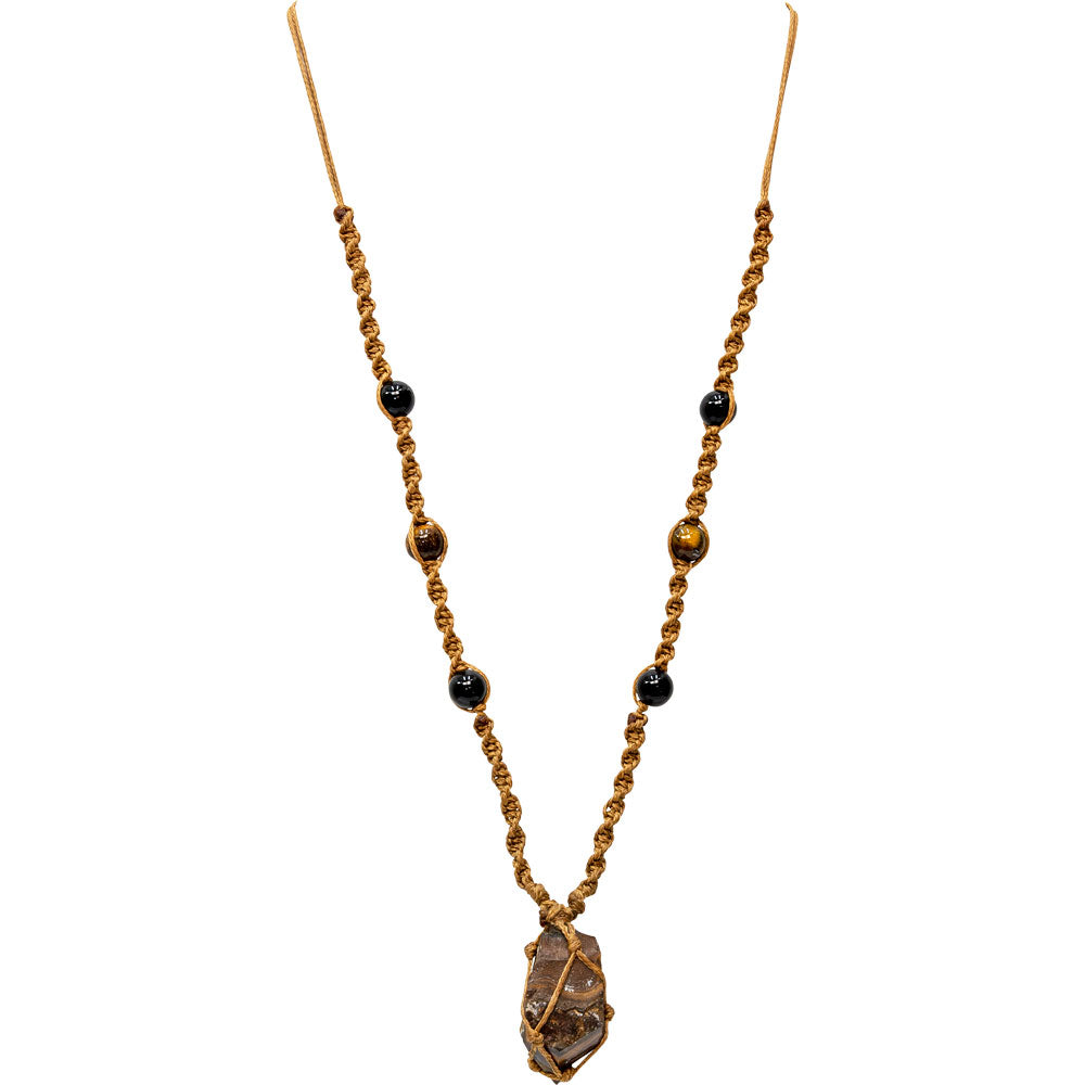 Tiger Eye Point Wrapped Necklace